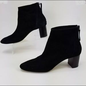Zara Black Suede Heel Boots Size 8.5